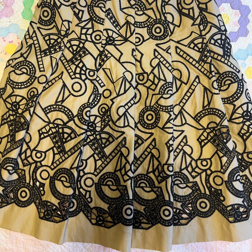 Carlisle tan and black eyelet skirt